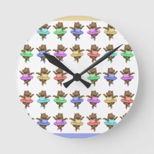Circus hippo round clock