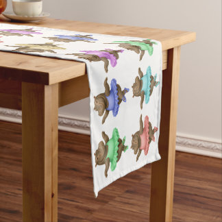 Circus hippo short table runner
