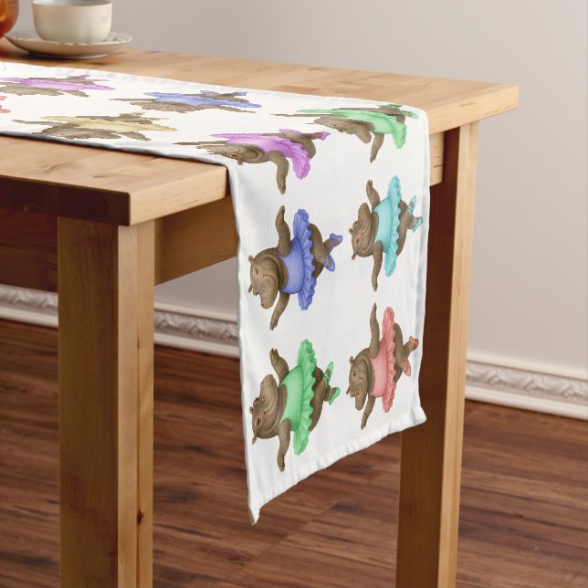 Circus hippo short table runner (In Situ)