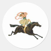 Circus Horse and Dancer Classic Round Sticker (Front)