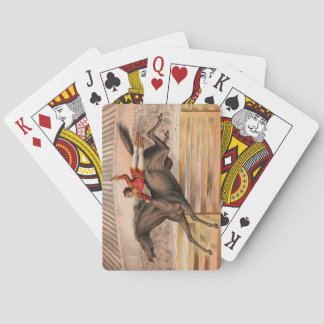 Circus horse and daredevil flying high poker size  playing cards