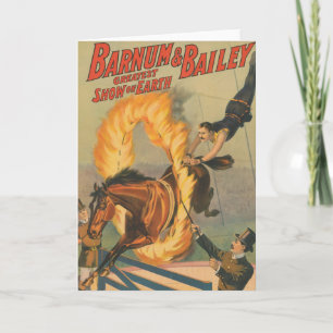 Circus Horse Leaping Through A Flaming Hoop Card