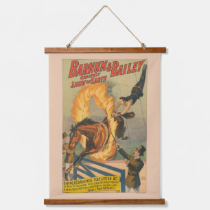 Circus Horse Leaping Through A Flaming Hoop Hanging Tapestry