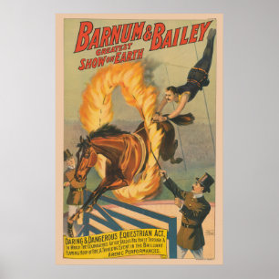 Circus Horse Leaping Through A Flaming Hoop Poster
