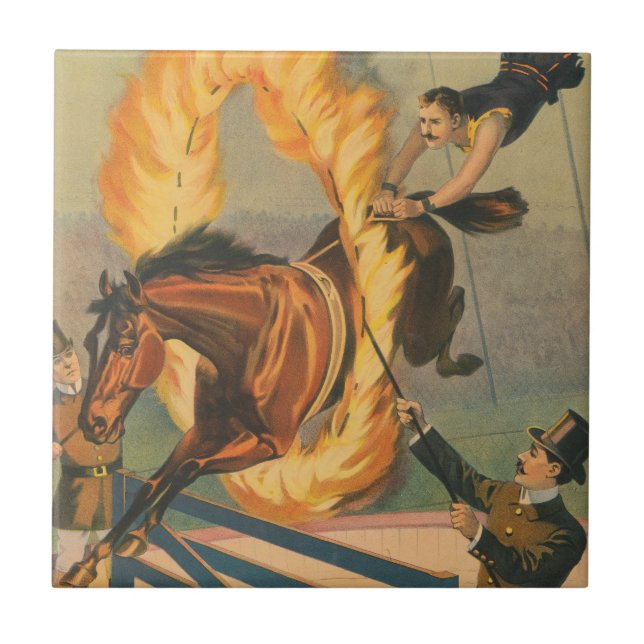Circus Horse Leaping Through A Flaming Hoop Tile (Front)