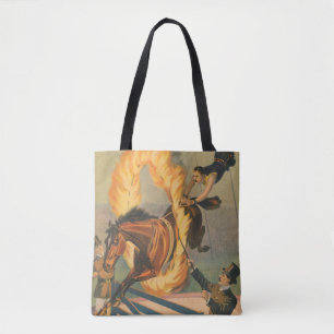 Circus Horse Leaping Through A Flaming Hoop Tote Bag