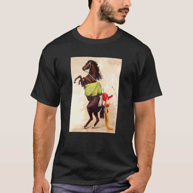 Circus Horse On Back Legs Girl Trainer Long Blonde T-Shirt (Front)