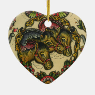 circus horses ceramic tree decoration