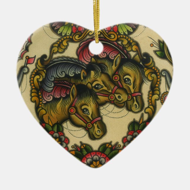 circus horses ceramic tree decoration (Front)