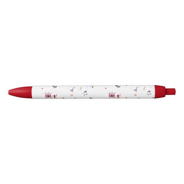 circus inspired carnival big top fair blue ink pen (Front)