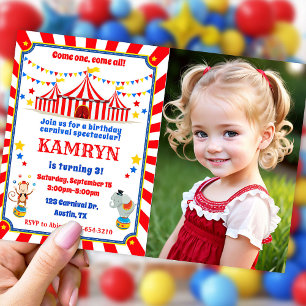 Circus invitation, Carnival birthday Invitation