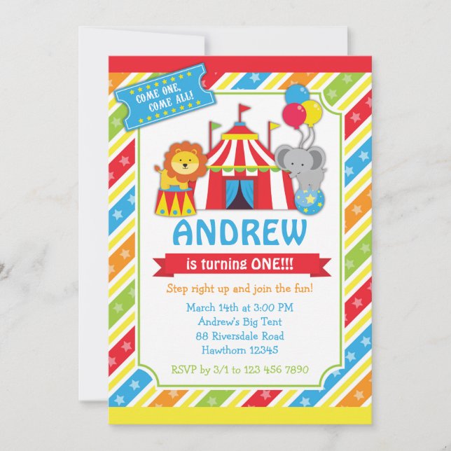 Circus Invitation / Carnival Invitation (Front)