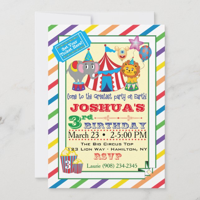Circus Invitation w/Elephant (Front)