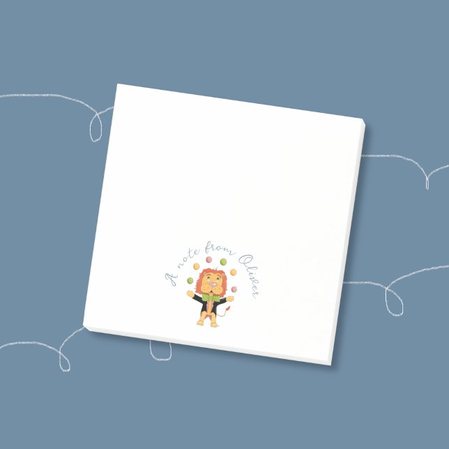Circus Juggling Lion Kid Small Post-It Notes (Circus juggling lion kid personalized sticky notes .)