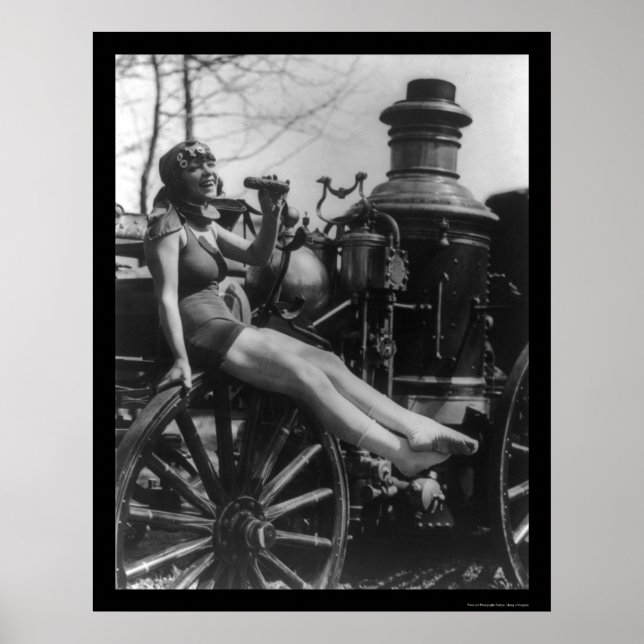Circus Lady Sitting on a Fire Engine 1924 Poster (Front)