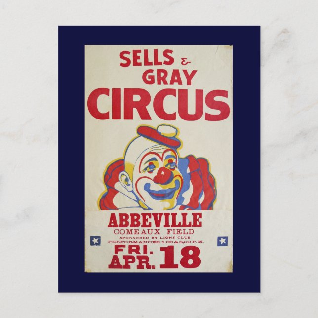 circus line-Sells & Grey Circus- Postcard (Front)