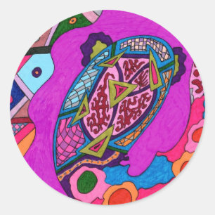 "Circus Lion" Abstract Classic Round Sticker