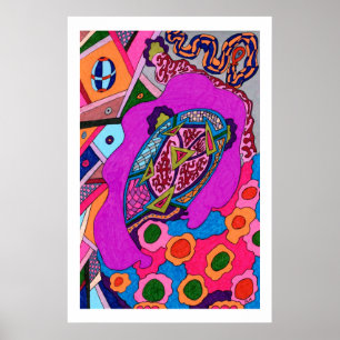 Circus Lion Abstract Poster