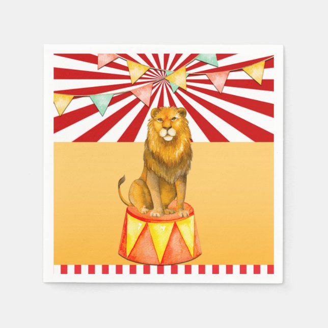 Circus Lion Carnival Baby Shower Birthday Party Napkin (Front)