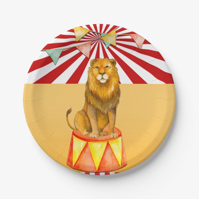 Circus Lion Carnival Baby Shower Birthday Party Paper Plate (Front)