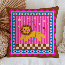 Circus Lion Checkered& Striped Bold Maximalist 