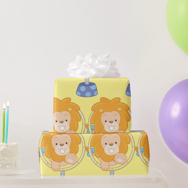 Circus Lion Jumping Through A Hoop Wrapping Paper (Creator Uploaded)
