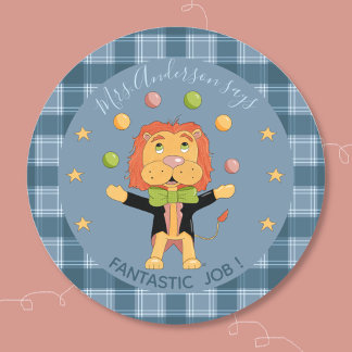 Circus Lion Student Blue Reward Sticker