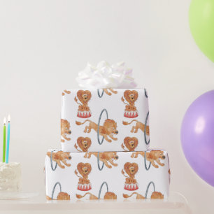 Circus Lions, Hoop Lion, Balancing Lion Wrapping Paper