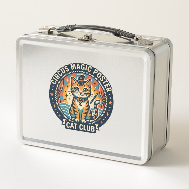 Circus Magic Poster Cat Cute Kitty Design - Circus Metal Lunch Box (Front)