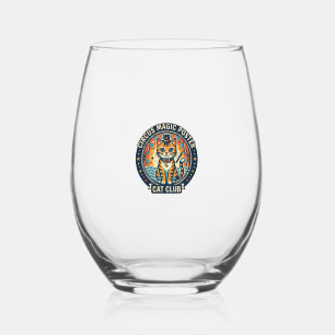 Circus Magic Poster Cat Cute Kitty Design - Circus Stemless Wine Glass