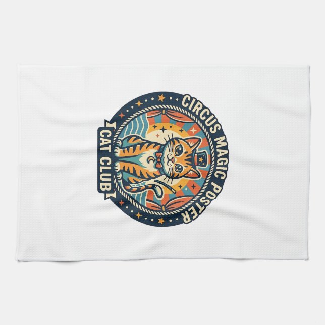 Circus Magic Poster Cat Cute Kitty Design - Circus Tea Towel (Horizontal)