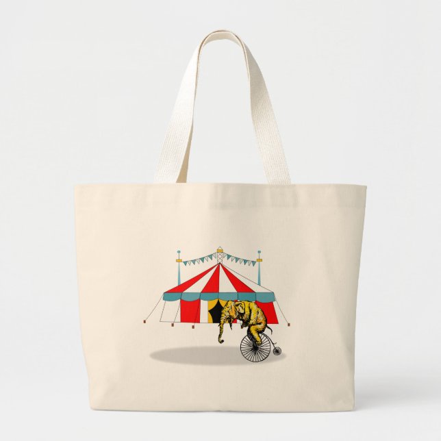 Circus Memorabilia In Memory of Circus Elephants Large Tote Bag (Front)