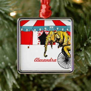 Circus Memorabilia In Memory of Circus Elephants Metal Tree Decoration