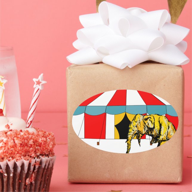 Circus Memorabilia In Memory of Circus Elephants Oval Sticker (Party)