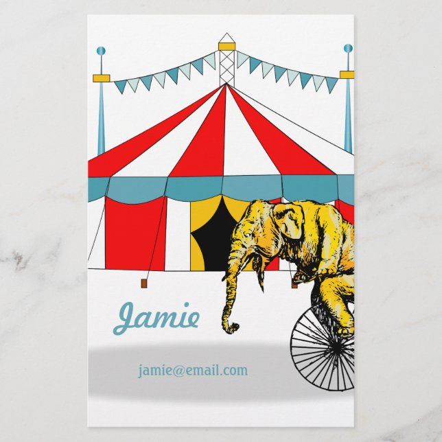 Circus Memorabilia In Memory of Circus Elephants Stationery (Front)