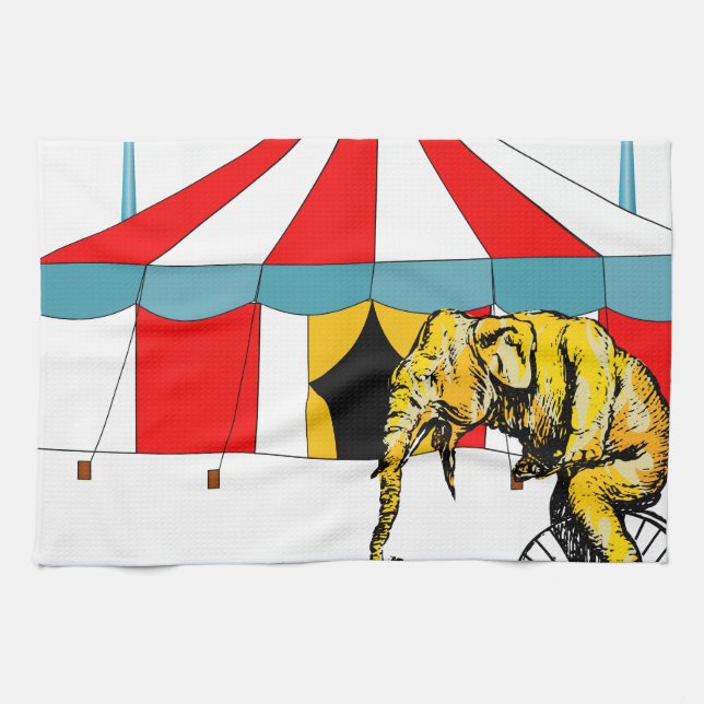 Circus Memorabilia In Memory of Circus Elephants Tea Towel (Horizontal)