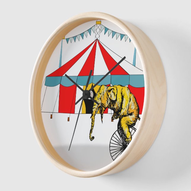 Circus Memorabilia In Memory of Circus Elephants Wall Clock (Angle)