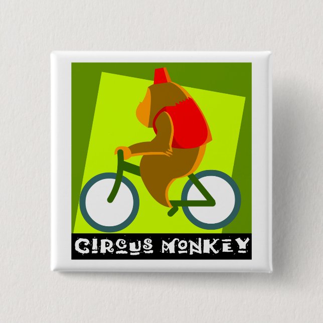 circus monkey 15 cm square badge (Front)