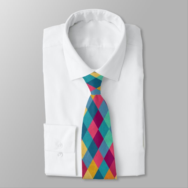 Circus Multicolor Rhombuses Tie (Tied)