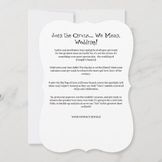 Circus of Love: Funny Wedding Invitation Template
