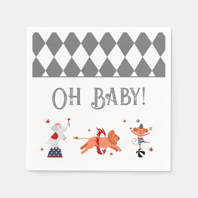 Circus or Carnival Baby Shower Napkin (Front)