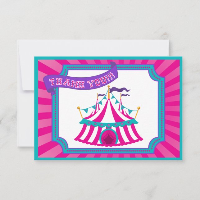 Circus or Carnival Party - Thank You Cards (Front)