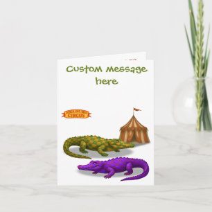 Circus painted crocodile. Add your own message. Card