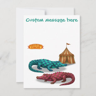 Circus painted crocodile. Add your own message. Card