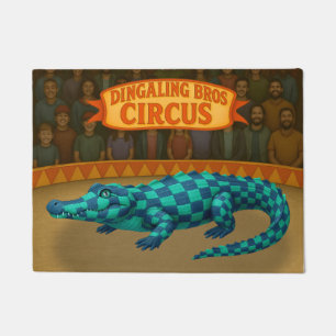 Circus painted crocodile Bath Mat
