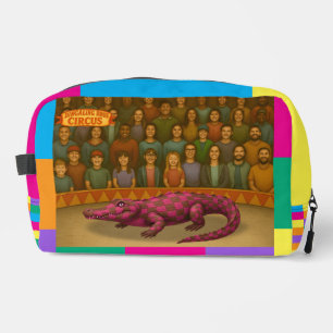 Circus painted crocodile dopp kit