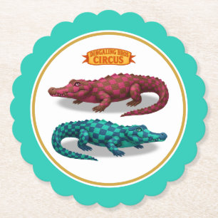 Circus painted crocodile paper coaster