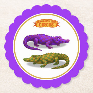 Circus painted crocodile paper coaster