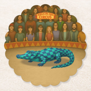 Circus painted crocodile paper coaster