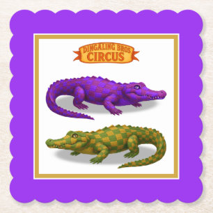Circus painted crocodile paper coaster